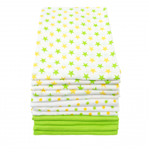 MuslinZ 12 Pack Muslin Squares Patterned Cotton