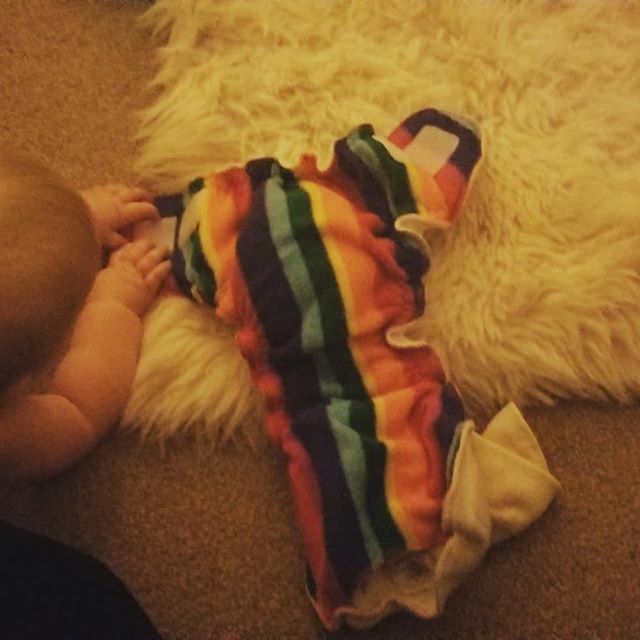 Rainbow fleece inside this bumhugger...